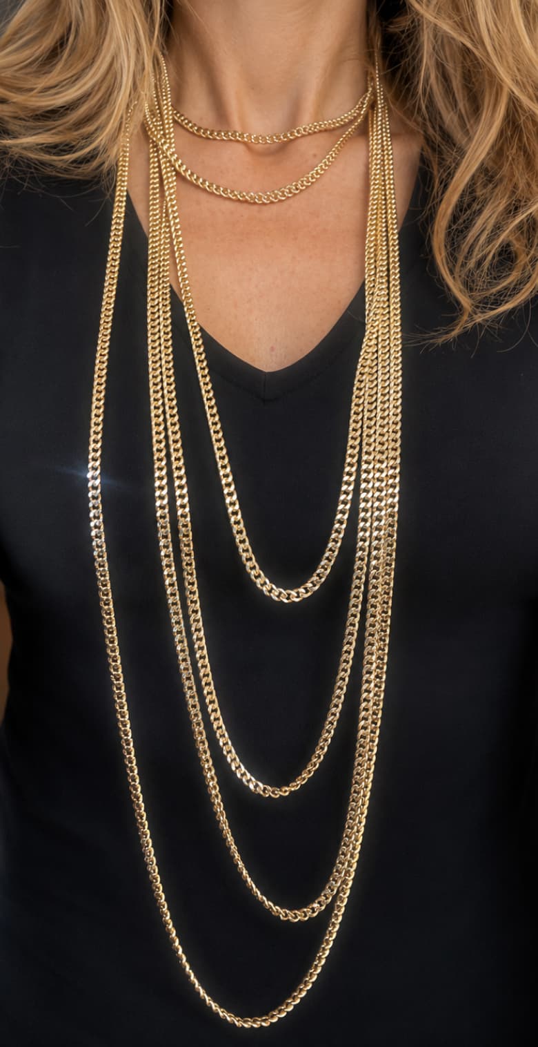 Medium diamond cut chain gold multilayer